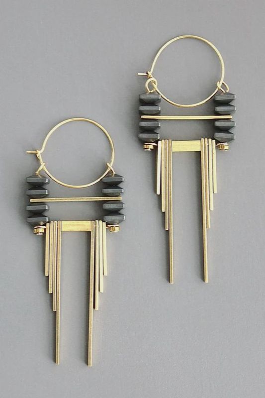 DAVID AUBREY / HERMITE/BRASS HOOP EARRINGS
