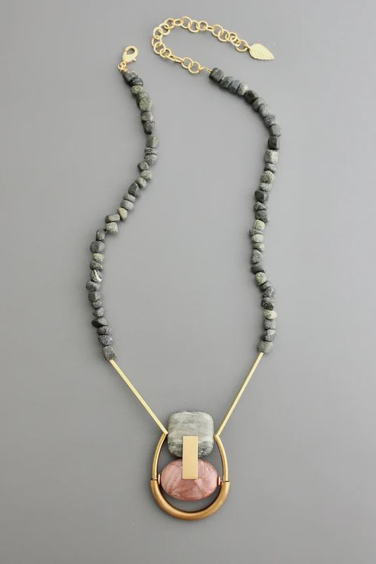 DAVID AUBREY / GEO SERPENTINE/JASPER NECKLACE