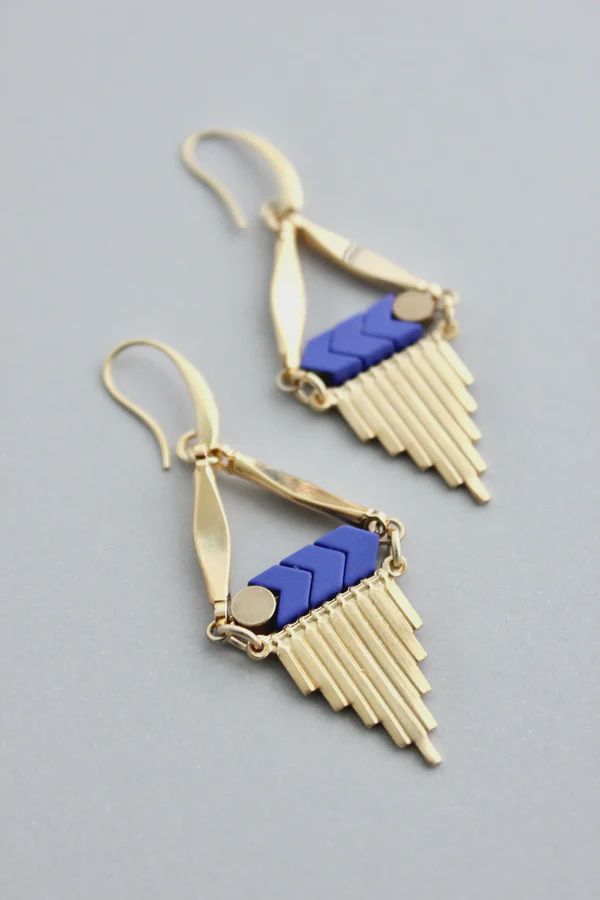 DAVID AUBREY / BLUE/BRASS EARRINGS