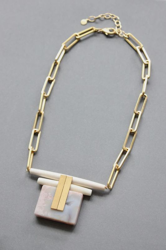 DAVID AUBREY / ARTDECO PINK AGATE STATEMENT