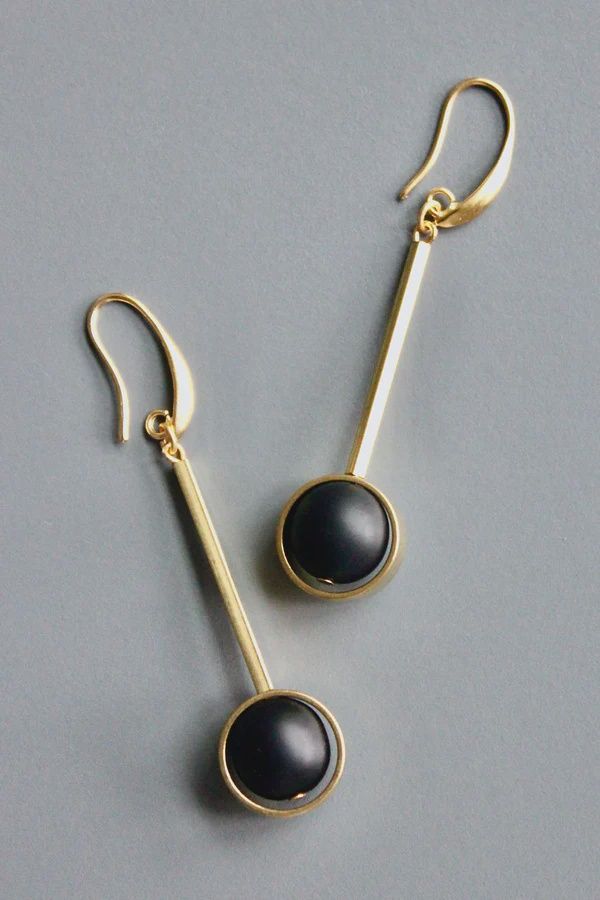 DAVID AUBREY / JET GLASS EARRINGS