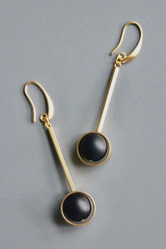 DAVID AUBREY / JET GLASS EARRINGS