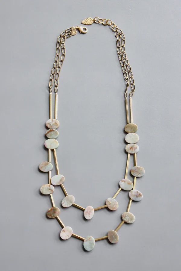 DAVID AUBREY / JADE &amp; BRASS NECKLACE