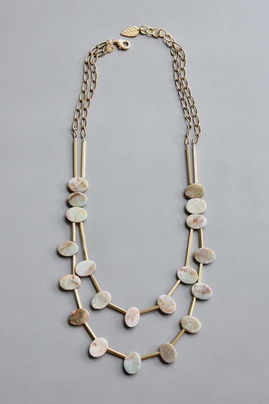 DAVID AUBREY / JADE &amp; BRASS NECKLACE