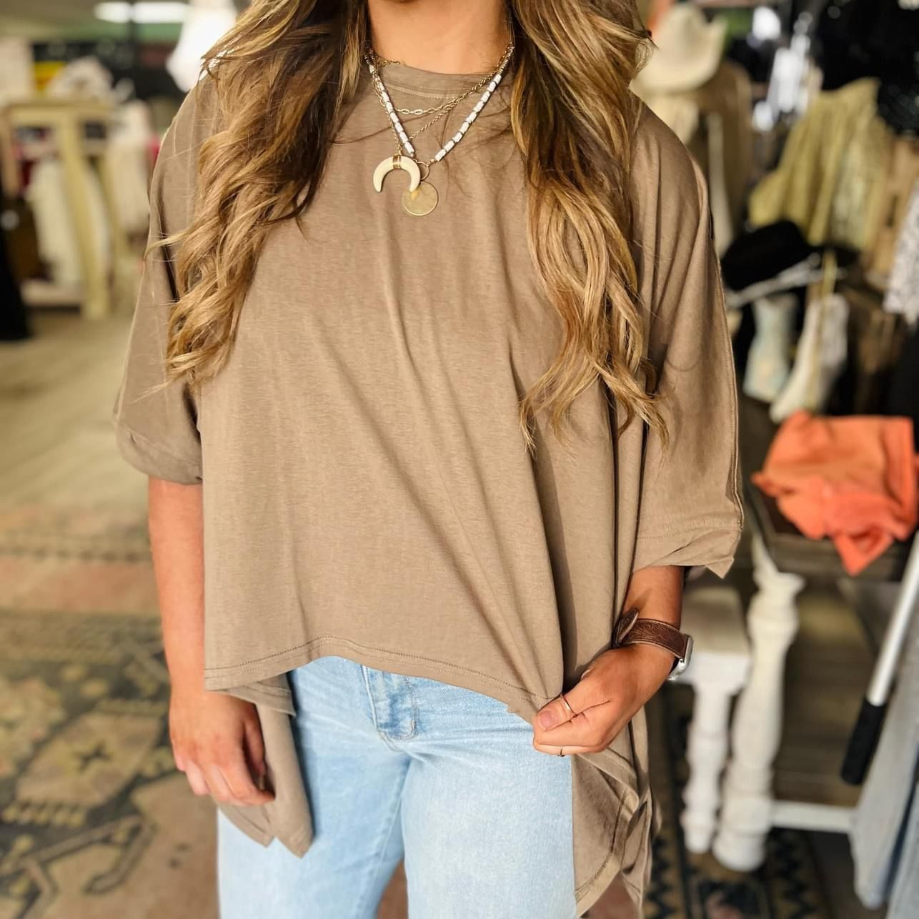 davi and dani brown oversized top