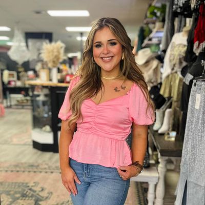 GG pink silk top