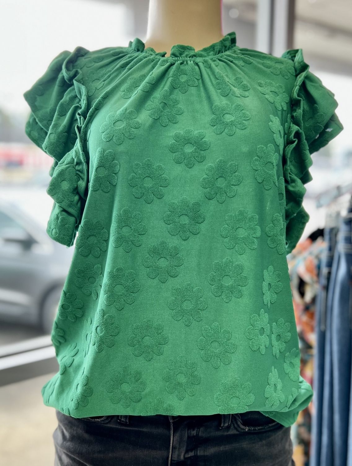 entro green floral shirt