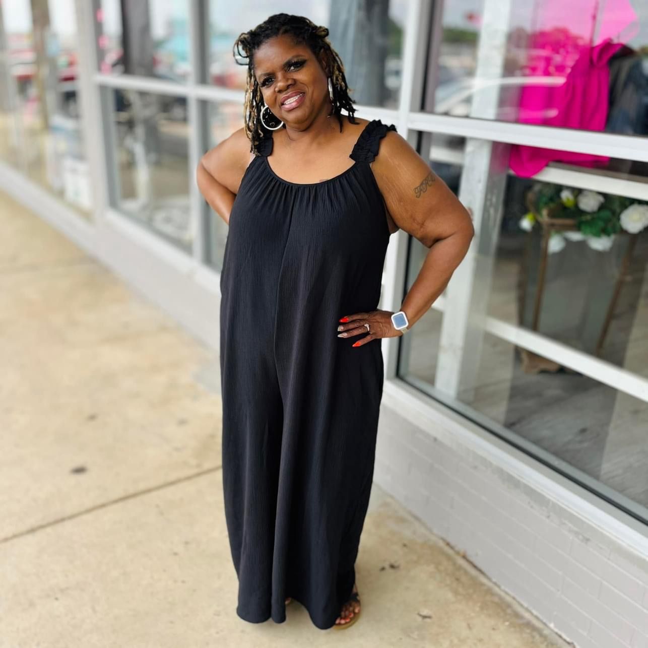 adora plus black wide leg jumpsuit