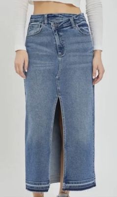 cello blue jean skirt with split in front