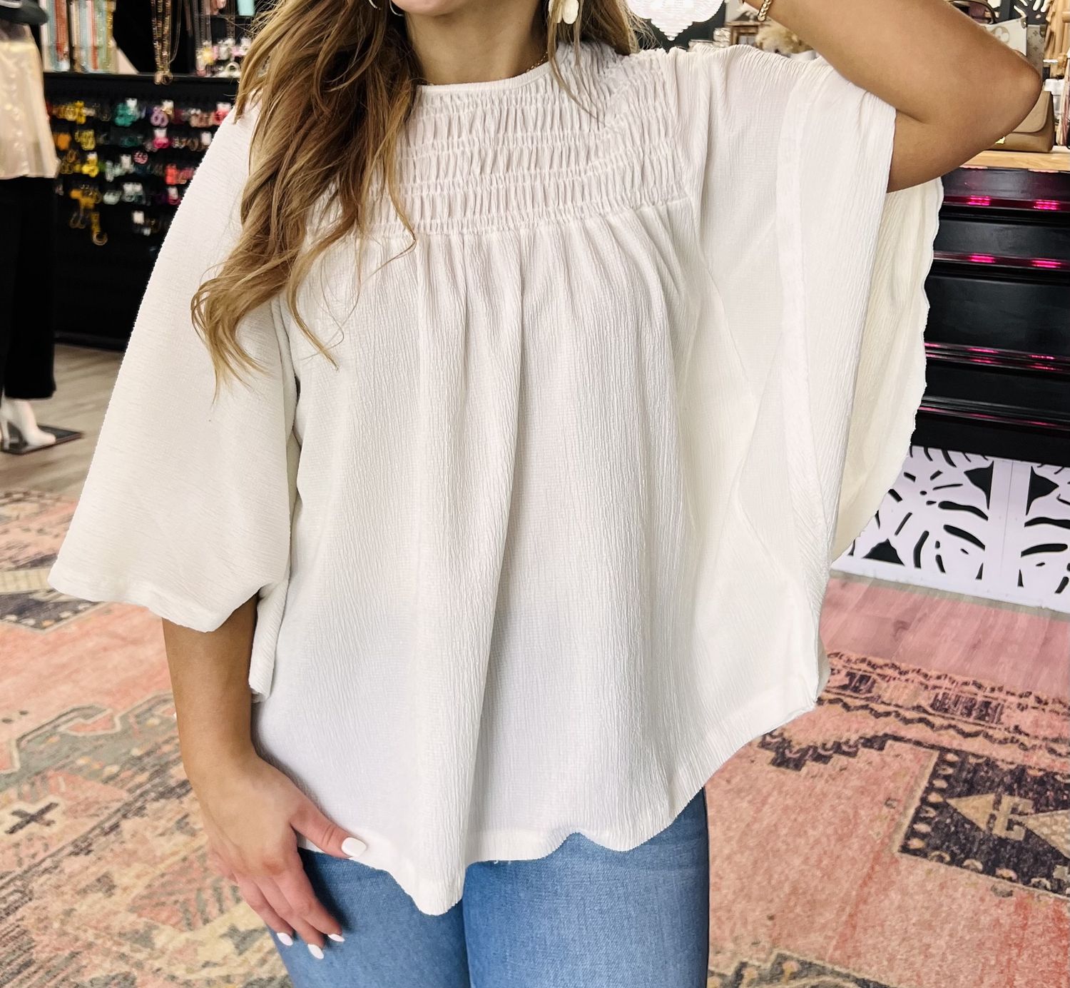 Easel bird wing sleeve top