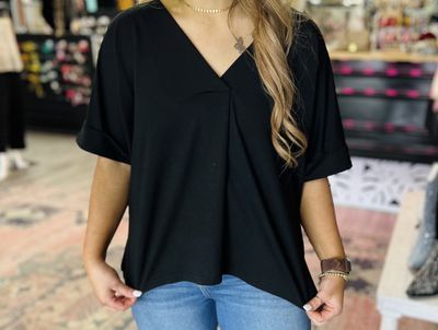 Glam black dressy v neck