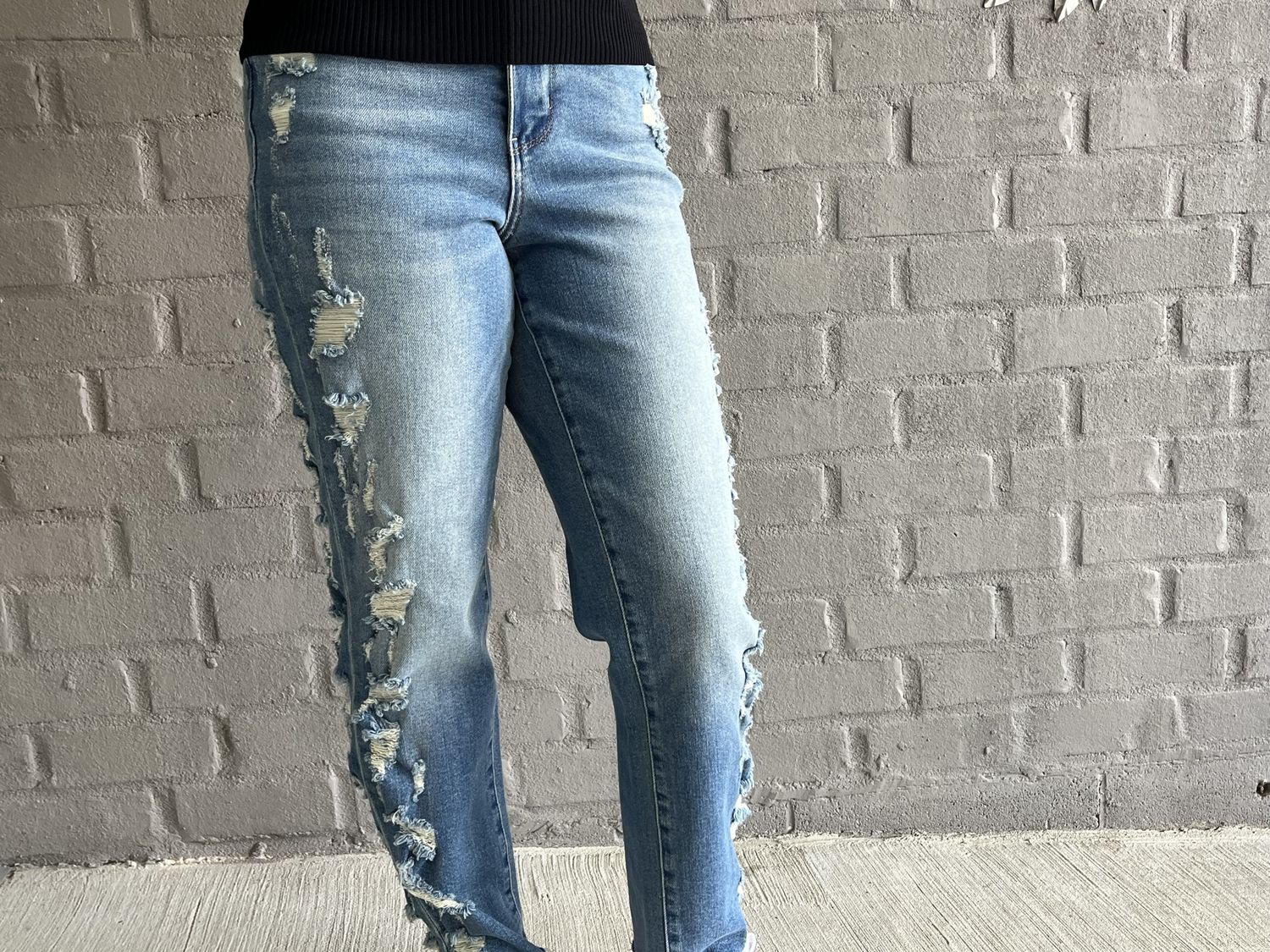 judy blue high waist tons of holes light blue jeans