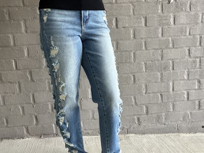 judy blue high waist tons of holes light blue jeans