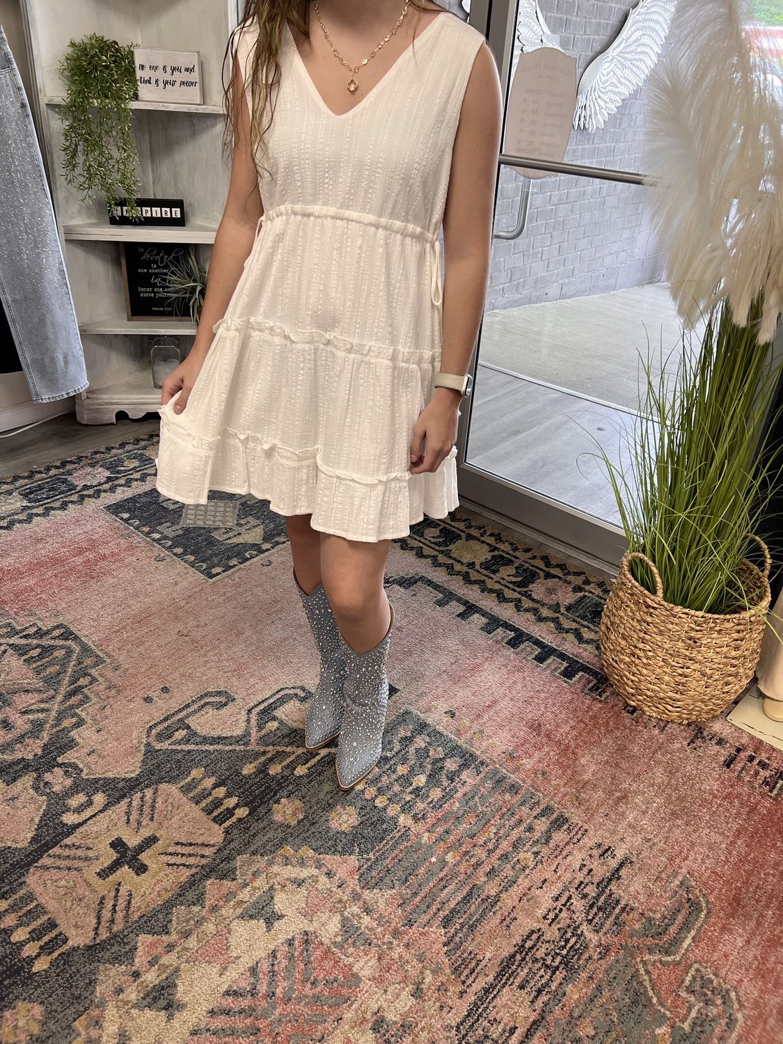 NewIn white ribbed tank dress