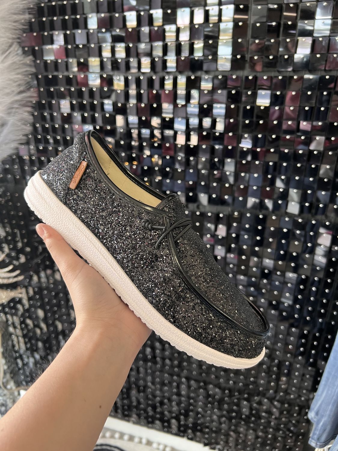 Corkys - Black Glitter Slip On Shoes