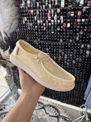 Corkys - White Glitter Slip On Shoes