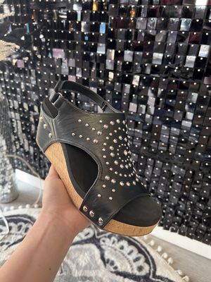 Corkys Wedges Black studded- Docie Doe