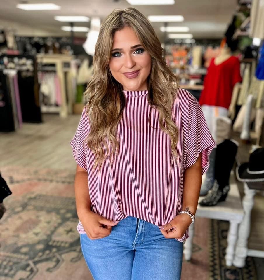 Blumin Merlot oversized striped top