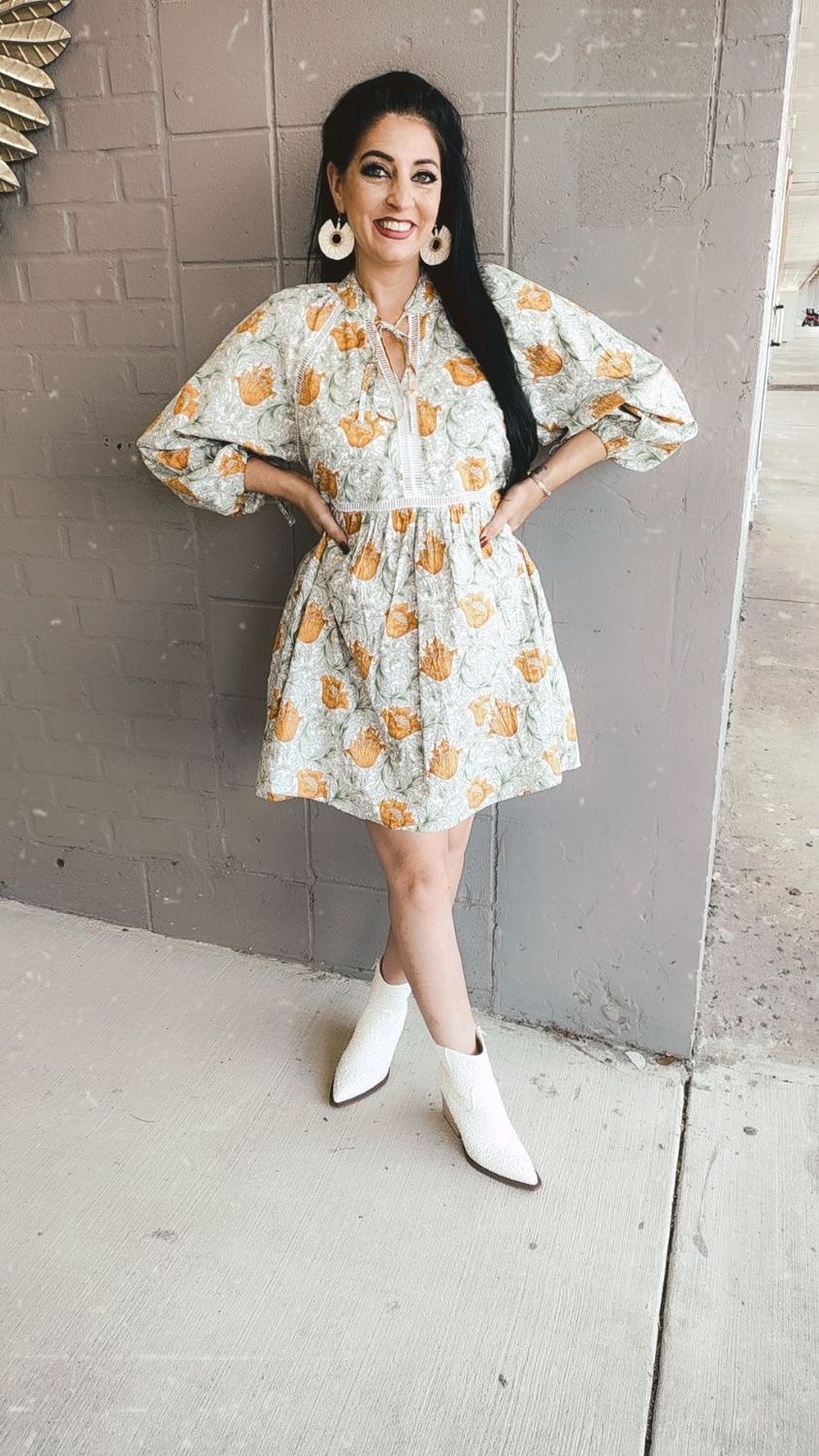 GiGiO Fall Flower Long Sleeve Dress