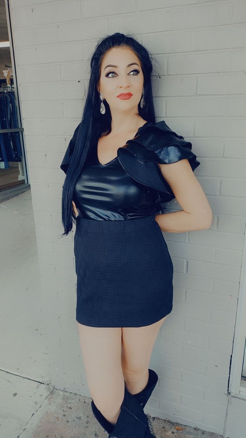Glam leather body suit black