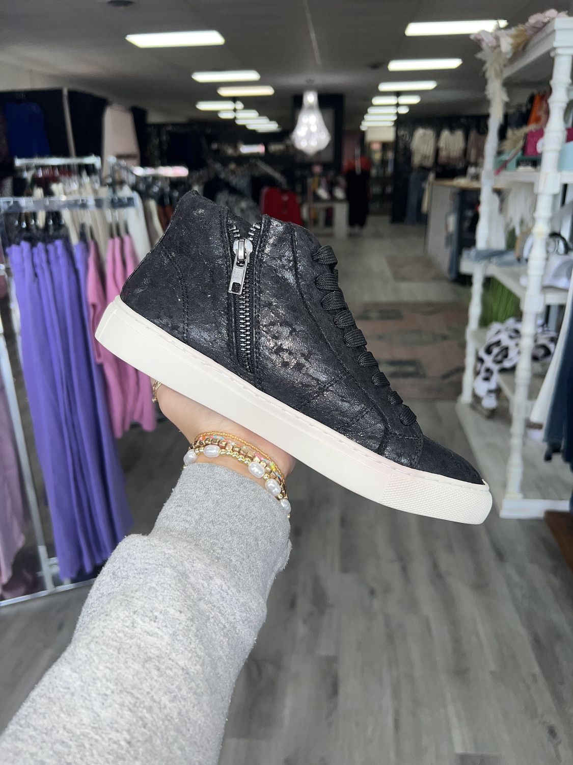 Hey Girl black metallic leopard high tops- Imagine