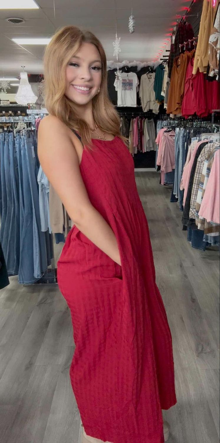 GG Red Texture Jumpsuit