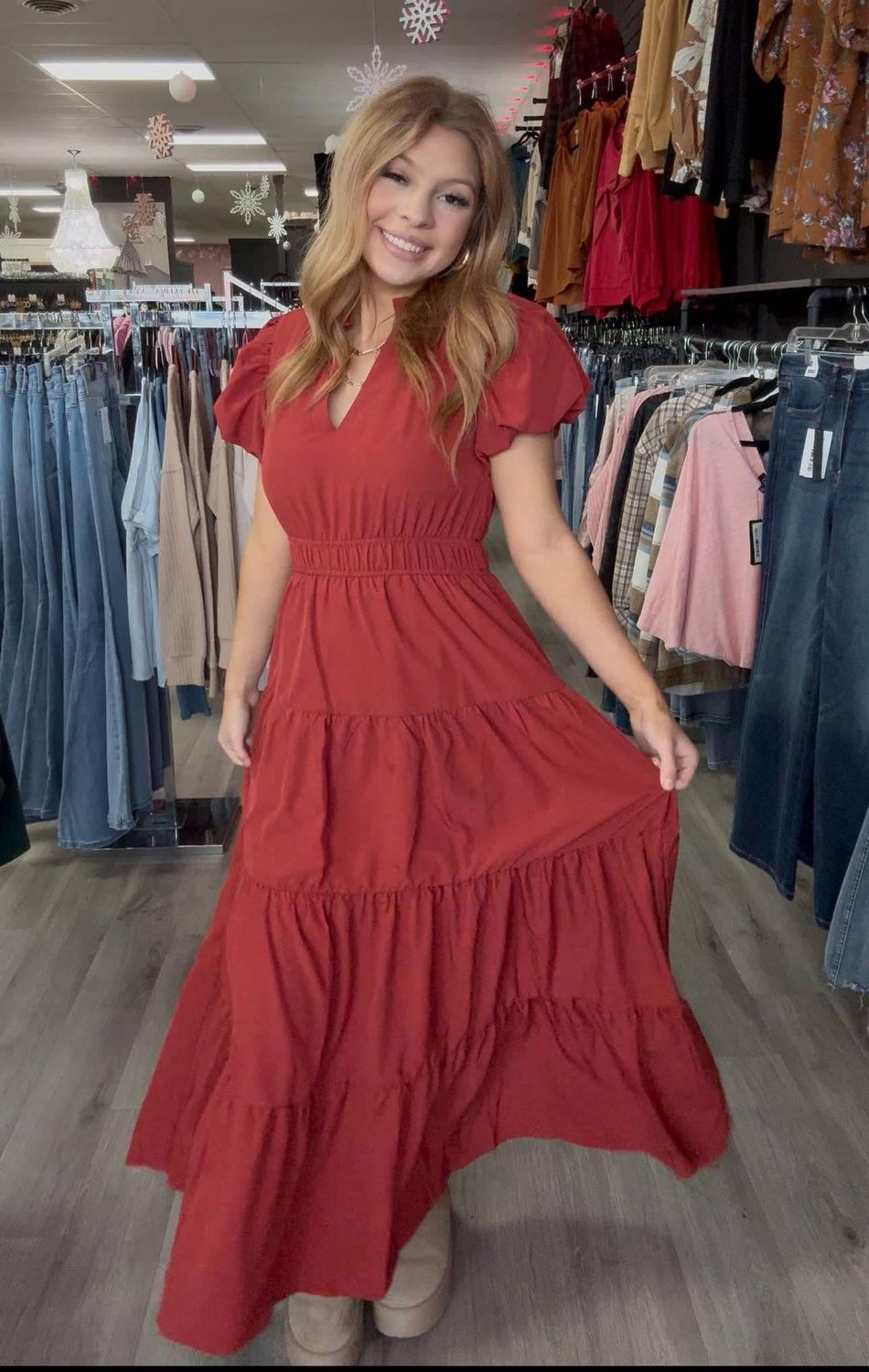 Entro Short Sleeve Red Dress