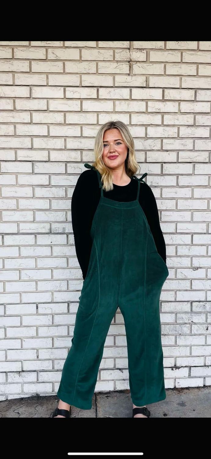 Forest Fleece Baggy Backless Casual Jumpsuit
