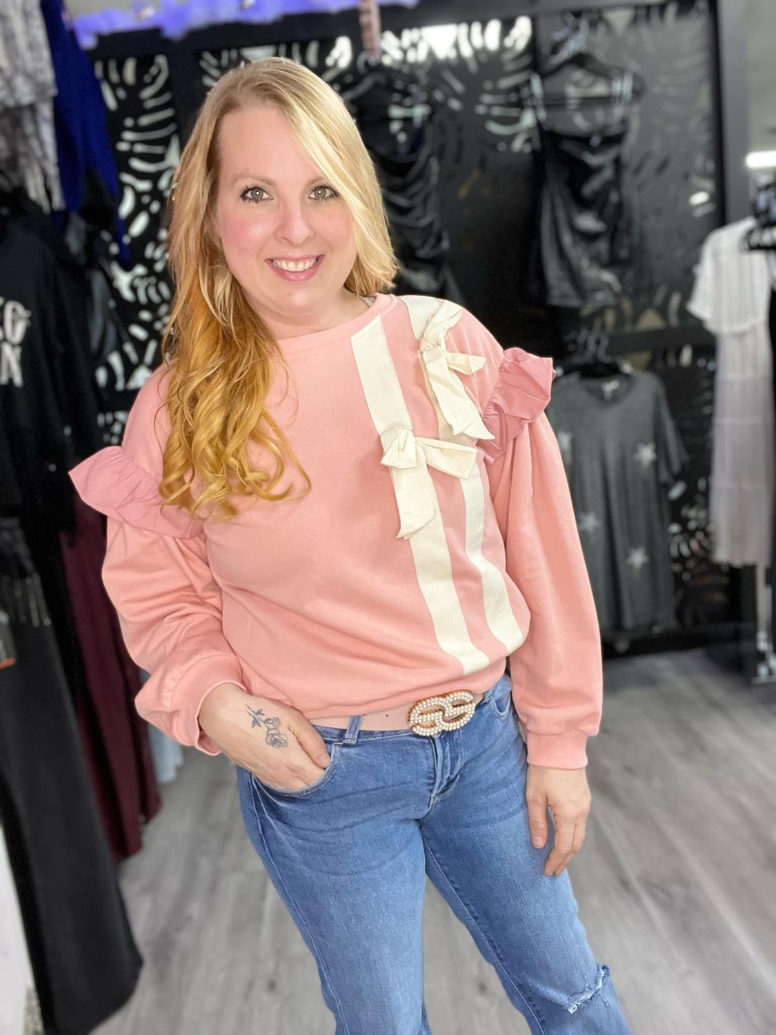 PINK BOW SWEATER
