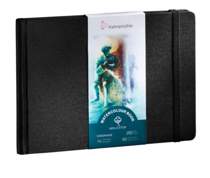 Cuaderno Hahnemühle Acuarela 100% Algodón 250 gramos, tamaño A6, formato horizontal, 30 hojas / 60 paginas