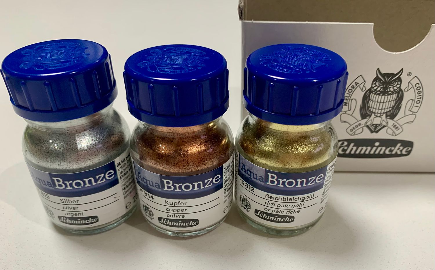 KIT DE 3 AQUARELA EN POLVO BRONZE-DORADO-PLATEADO