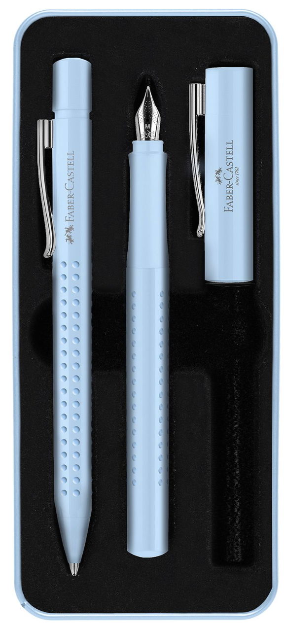 SET DE REGALO  FABER CASTELL Pluma Fuente + Bolígrafo Grip Sky Blue