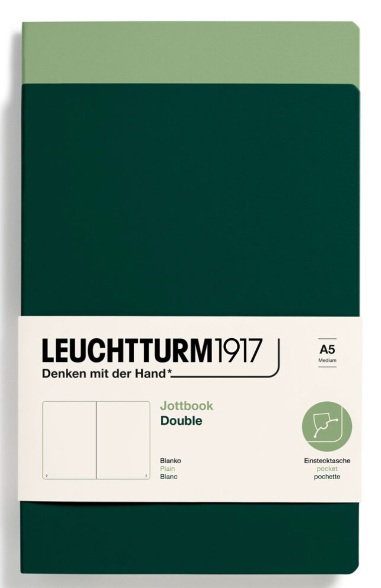 Cuaderno Leuchtturm1917 Jottbook Double A5, Sage + Forest Green