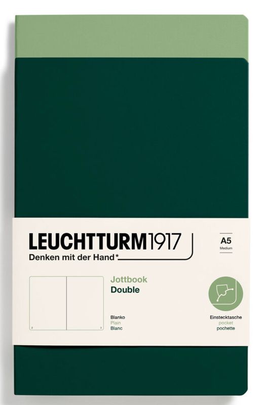 Cuaderno Leuchtturm1917 Jottbook Double A5, Sage + Forest Green