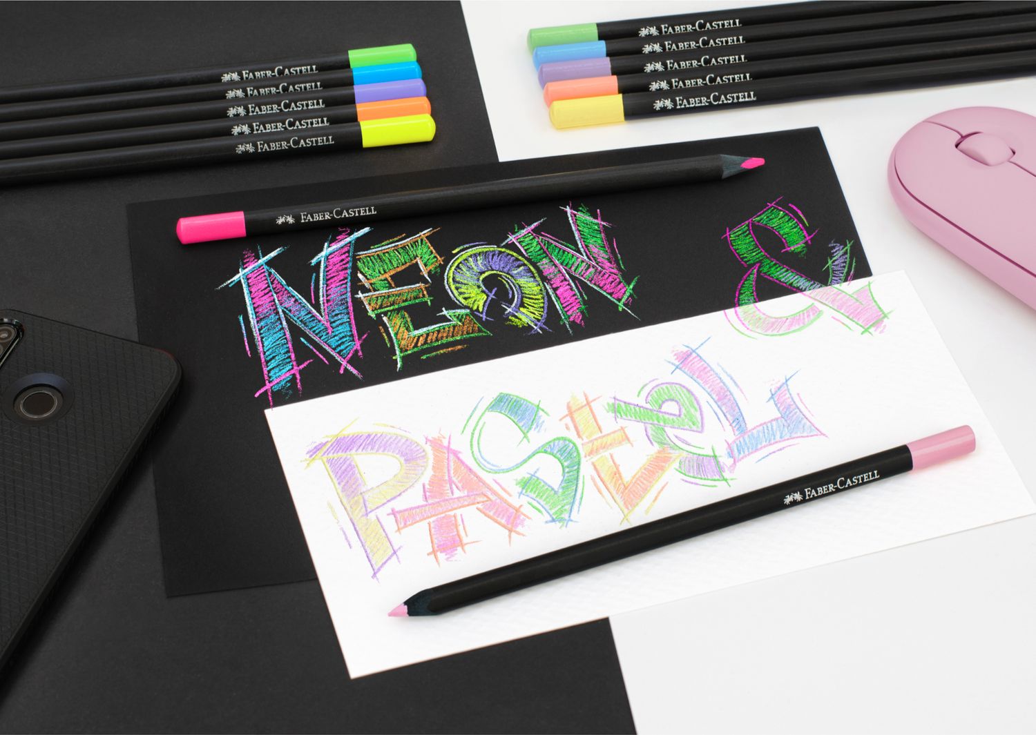 CRAYONES Faber Castell Black Edition Neon + Pastel, 12 colores