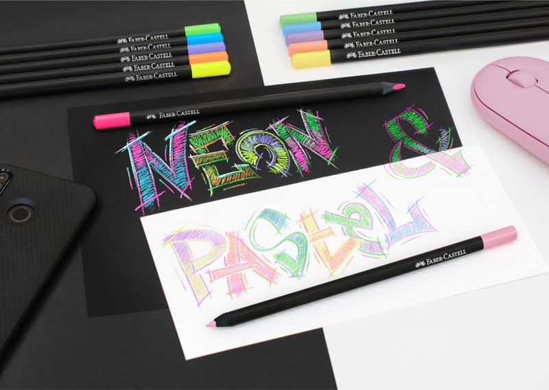 CRAYONES Faber Castell Black Edition Neon + Pastel, 12 colores