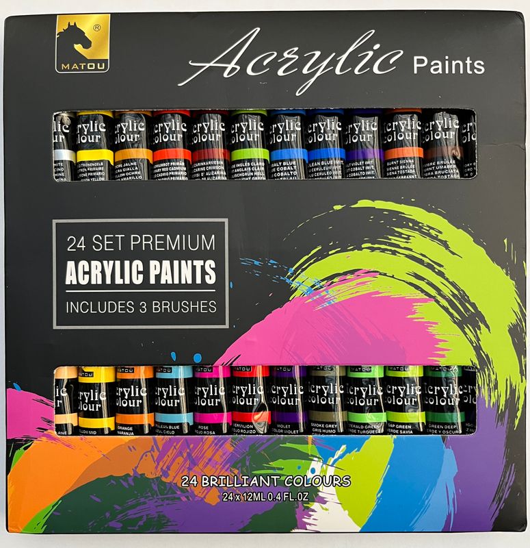 Pintura ACRILICA PREMIUM, SEt de 24 colores - MATOU