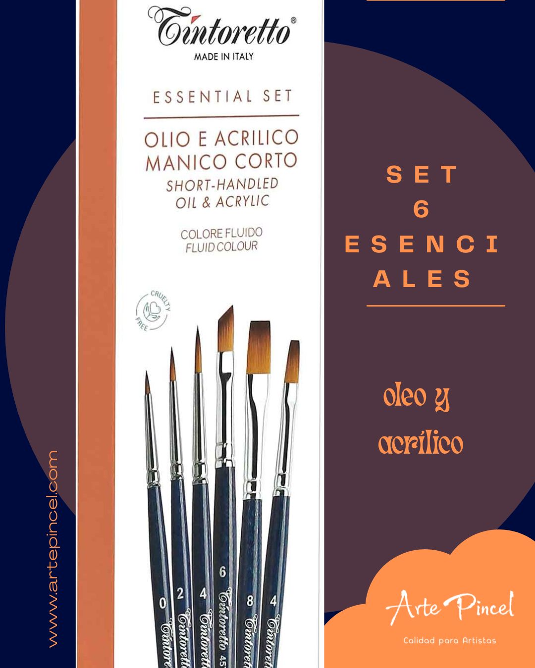 9005 - Essential Set Aceite y acrílico fluido de mango corto