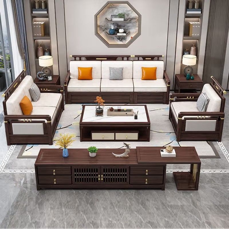 New Living Room Furniture Large And Small Apartment Ebony Modern Simple Three-seat Sofa