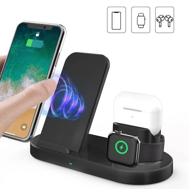 3 in 1 Wireless Charger Pad Stand for iPhone 15 14 Xiaomi iwatch Earphone Phone Chargers Mobile Phone Fast Charging Dock Station
