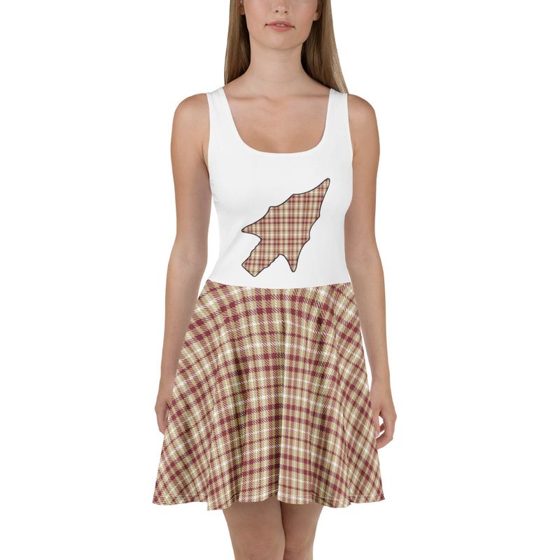Garnet and Gold Spear Skater Dress Dark Plaid