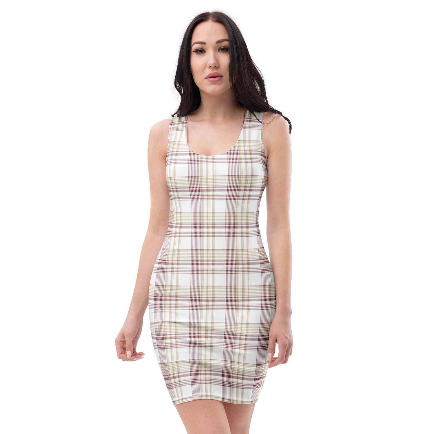 Garnet and Gold Light Plaid Bodycon dress