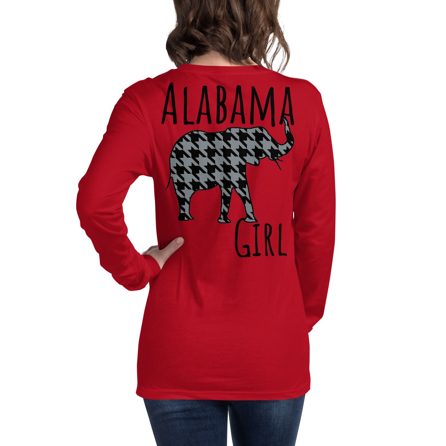 Alabama Girl (Elephant) Black TextLong Sleeve Tee