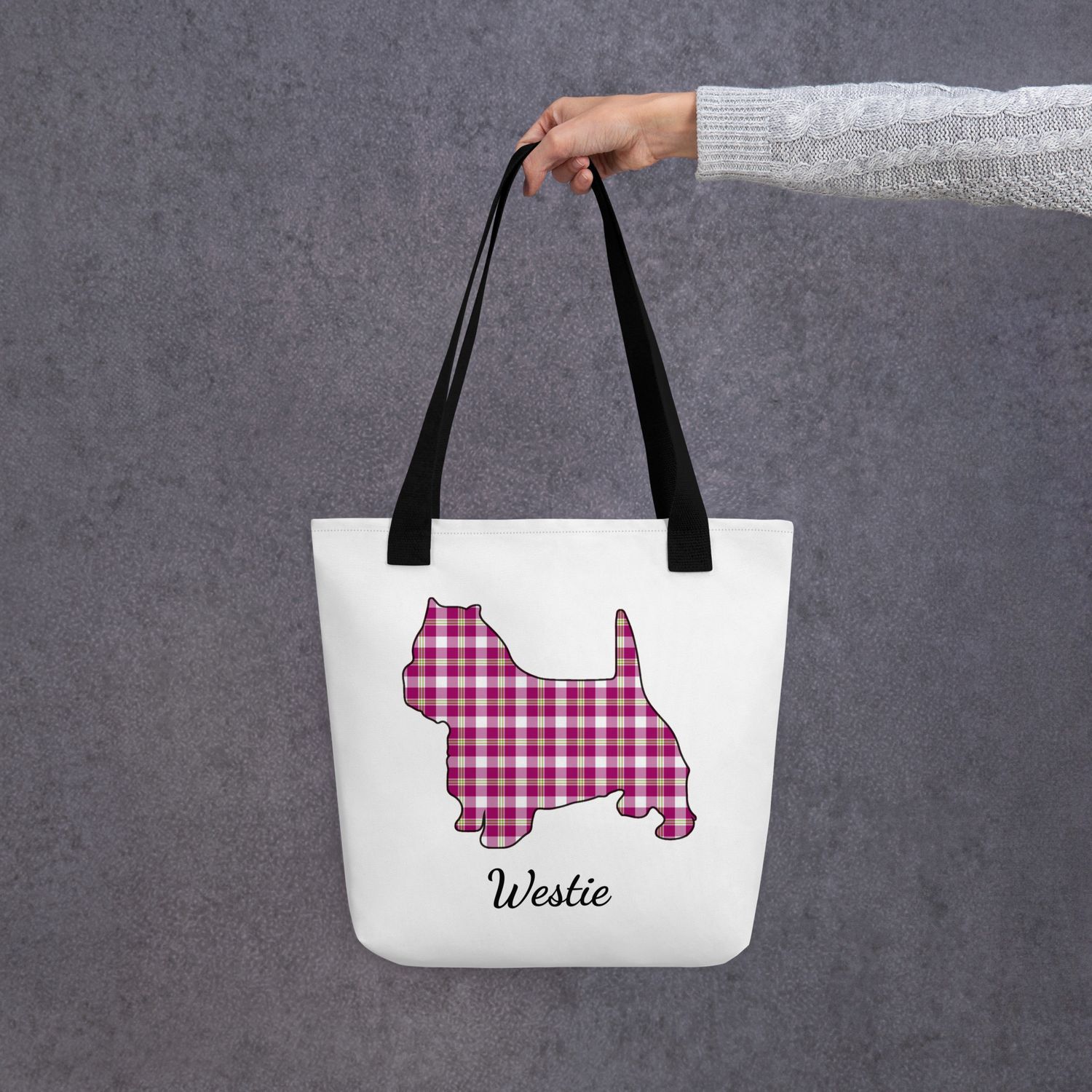 Westie Mom Plaid Tote bag