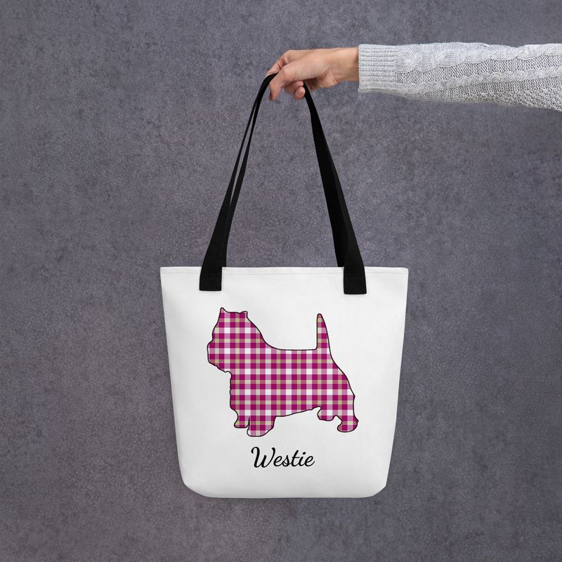 Westie Mom Plaid Tote bag
