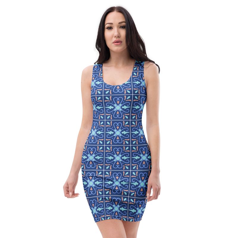 Blue Tile Bodycon dress