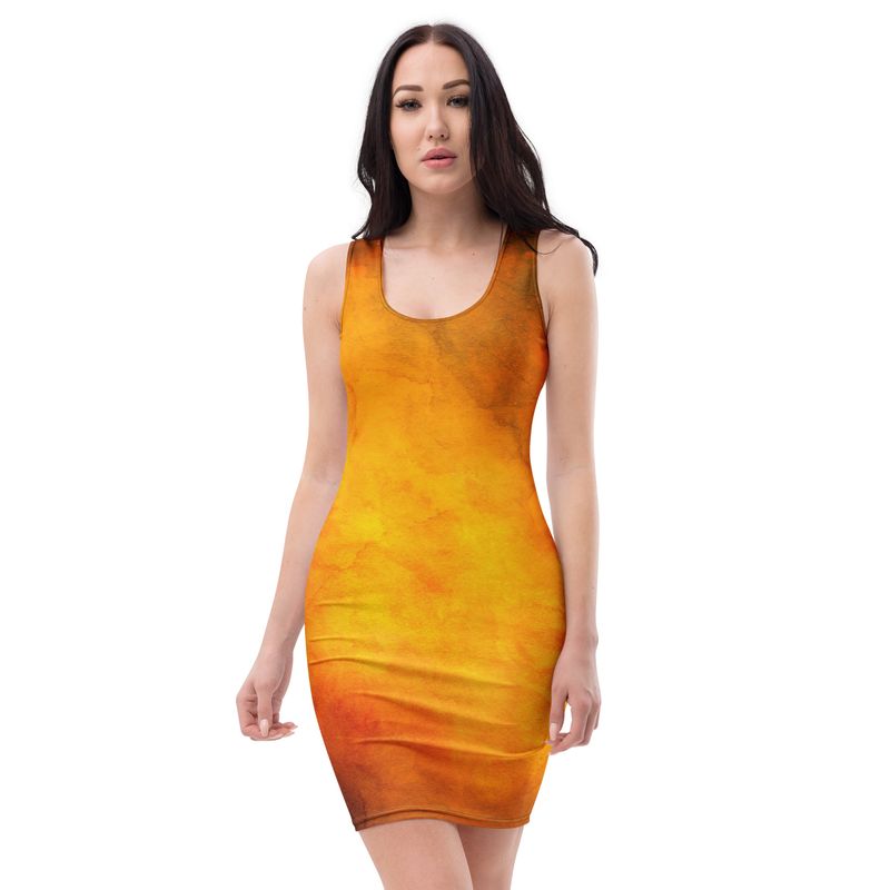 Orange Watercolor Bodycon dress