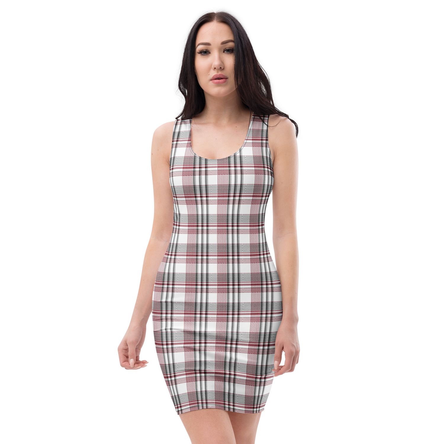 Garnet and Black Plaid Light Bodycon dress