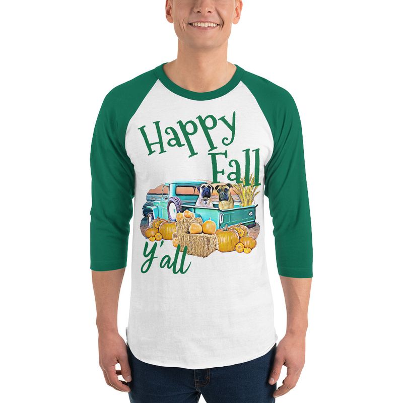 Happy Fall 3/4 sleeve raglan shirt