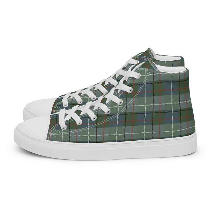 Green Plaid Women’s high top canvas shoes
